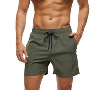 Monstoyo Costume Uomo Mare Asciugatura Rapida Costumi da Bagno Uomo Pantaloncini Mare con Tasche Zip Boxer Spiaggia Piscina Surf Fodera in Rete e Coulisse Regolabile L Esercito Verde