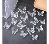 Monsully 36 adesivi a farfalla 3D, 3D in cristallo bianco e nero a forma di farfalla, adesivi da parete a forma di farfalla, decorazione da parete fai da te combinazione di farfalle per decorazioni