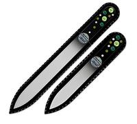 Mont Bleu Set di 2 lime per unghie in vetro decorato a mano con Swarovski Elements | Vetro di Boemia temperato originale, garanzia a vita, in custodia di velluto nero