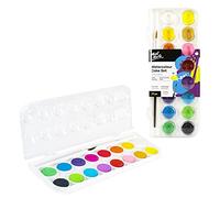Mont Marte Acquerelli Set - 16 Colori brillanti - Alta pigmentazione - Incluso Pennello per la Pittura - Ideale per la Pittura ad Acquerello