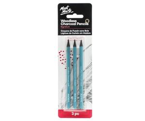 Mont Marte Carboncino Matita - 3 pezzi - Carboncino nero con diversi gradi di durezza - Matite Carbone ideale per disegni di grande effetto - Perfetto per Principianti, Professionisti e Artisti
