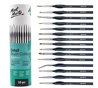 Mont Marte Pennelli Pittura di Precisione - 15 Pennelli Fini - Pennelli Miniature Dettaglio - Borsa per la conservazione inclusa