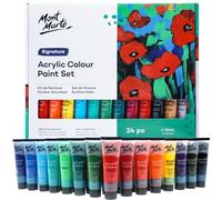 Mont Marte Colori Acrilici Premium - 24 Pezzi Tubi da 36ml - Ideale per Pittura Acrilica - Colori Brillanti e Resistenti alla Luce con Grande opacità