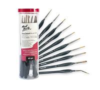 Mont Marte Pennelli Pittura di Precisione - 10 Pennelli Modellismo - Pennelli Miniature Dettaglio ideale per Pittura Acrilica, Acquerello, Pittura ad Olio
