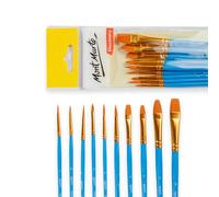 Mont Marte Pennelli Pittura per Principianti - 10 Pcs - Set di Pennelli Ideale per Pitture ad olio, Vernici Acriliche, Gouache
