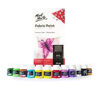 Mont Marte Set di colori permanenti per tessuti, 12 pezzi da 20 ml, colori ideali per vestiti, borse e tutti i tessuti