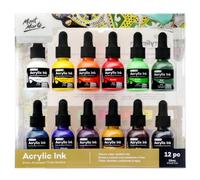 Mont MarteInchiostro acrilico Premium 12 pezzi x 20 ml (0,7 US fl.oz), colori essenziali per aerografo, arte versata, scrapbooking, disegno a inchiostro