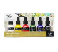 Mont MarteInchiostro acrilico Premium 6 pezzi x 20 ml (0,7 US fl.oz), colori essenziali per aerografo, arte versata, scrapbooking, disegno a inchiostro