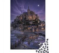 Mont Saint-Michel FranciaPuzzle 1000 Pezzi Cartone Spesso Per Anziani Allenamento Cognitivo Miglioramento Memoria, Tempo Libero, Regalo Nonni 38x26cm/1000pcs