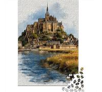 Mont Saint-Michel Painting Jigsaw Puzzle Impossible 1000 Pezzi Decorazione Per La Casa. Rilassamento E Intelligence Per Adulti E Ragazzi Da 14 Anni 52x38cm/1000pcs