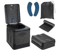 Montafox Toilette Portatile Campeggio Pieghevole Max 150 kg WC Mobile Gabinetto 12 Sacchetti Igienici Stabile - Colore:grigio/nero