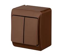 Montaggio a parete doppia doppia luce interruttore 10 a 230 V IP44 Colore Marrone Hermes