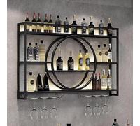 Montaggio a parete, portabicchieri in ferro Espositore portavino con ripiani Espositori per vino da parete Scaffale per bar Scaffale per bottiglie di liquore con vino appeso Gl (dimensioni: