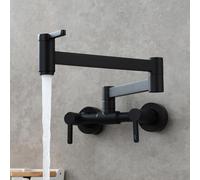 Montaggio a parete Rubinetto Della Cucina Regolabile Acqua Fredda & Calda Costruzione In Ottone Finitura Nero Design Moderno Facile Installazione Rubinetto Del Lavello
