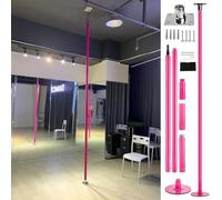 Montaggio A Soffitto per Palo da Ballo, Rimovibile da 45 Mm con Piastra Fissa E Accessori di Estensione, Palo da Ballo Statico Rotante per Casa, Camera da Letto, Appart, Pink, 3.2M-3.7M/10.5ft-12.2ft