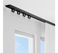 Montaggio a soffitto Thin ain Track No Drill SelfAdhesive Gazebo & Camera da letto Sistema di guida doccia 0,619 Ft Regolabile Alluminio Divisorio Aste V S Nero 3,7 m