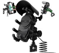 Montaggio del telefono motociclistico con ombra solare antifumo anti-vibrazione Porta del telefono motociclistico con carica di ricarica Wireless da 15 W di tipo C di ricarica di tipo-C