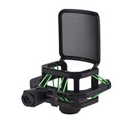 Montaggio di Shock Microfono in Plastica Anti Vibrazione Porta Microfono Supporto per Mic con Adattatore a Vite del Filtro Pop Metallico per Diametro 23,5 Mm-25,5 Mm (GREEN)