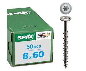 Montaggio per Holzbau, piatto testa, T-star plus, 4 Cut, 1,4567, 8,0 x 60 mm, 50 pcs, interamente in acciaio inox con filettatura A2, 0257000800605