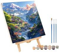 Montagna Dipingere con i Numeri Adulti con Telaio, Paint by Numbers Fiume, DIY Dipingere con i Numeri Kit con 3 Pennelli e Vernice Acrilica, Hobby Creativi Adulti, Decorazione Casa 100x130cm F-8809