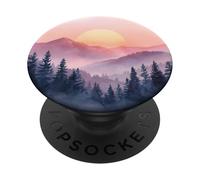 Montagna Foresta Alba Acquerello Natura Paesaggio PopSockets PopGrip Adesivo