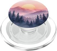 Montagna Foresta Alba Acquerello Natura Paesaggio PopSockets PopGrip per MagSafe