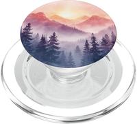 Montagna Foresta Alba Acquerello Natura Paesaggio PopSockets PopGrip per MagSafe