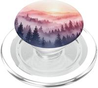 Montagna Foresta Alba Acquerello Natura Paesaggio PopSockets PopGrip per MagSafe