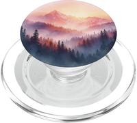 Montagna Foresta Alba Acquerello Natura Paesaggio PopSockets PopGrip per MagSafe