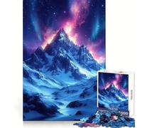 Montagna innevata sotto l'aurora boreale - Puzzle da 1000 pezzi per adulti - Gioco rilassante per allenare la mente - Immagine da assemblare - Regalo perfetto (50x75cm)