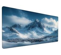 Montagna Innevata Tappetino Mouse XXL 39.3x19.6x0.12 Inch Tappetino Scrivania Paesaggio Motivo, Mouse Pad Impermeabile Migliora precisione e velocità, Anti-Sfilacciamento per Ufficio, Casa, Model 77