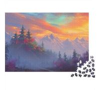 Montagna innevata Tramonto Puzzle 1000 Pezzi cartaceo per adulti Scenario Gioco di Puzzle 1000 Pezzi Relax Famiglia 38x26cm/1000pcs