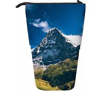 Montagna Telescopica Matita Cancelleria Astuccio Penne Scatola con Chiusura a Cerniera per Donne Uomini Ragazzi Ragazze Nuvole Erba Cielo Paesaggio Prato Erba Neve Albero Pianta Ecologia Colli