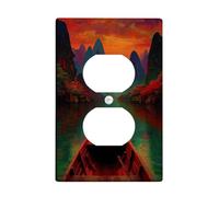 Montagna Tramonto Luce Interruttore Piastra/Coperture di uscita, Vivace Red Scenic Nature per Home Décor, Piastre da parete termoplastiche, Dimensioni standard Single Duplex Outlet