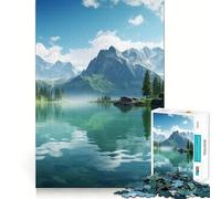 Montagne al lago Natura Puzzle per adolescenti 1000 pezzi Gioco per allenare la mente Divertimento rilassante Arte da assemblare Oggetto da collezione (38x26cm)