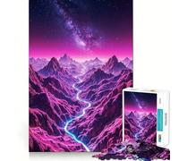 Montagne al neon e Via Lattea - Puzzle per adolescenti da 1000 pezzi - Gioco intelligente di logica - Gioco al chiuso - Bordo liscio - Pezzo da collezione (38x52cm)