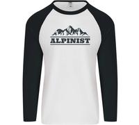 Montagne Alpinista Escursioni Arrampicata Climber Uomo L/S Baseball T-Shirt