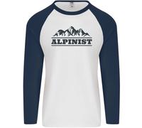 Montagne Alpinista Escursioni Arrampicata Climber Uomo L/S Baseball T-Shirt
