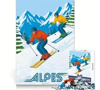 Montagne delle Alpi - Puzzle per ragazzi sugli sport invernali, 1000 pezzi, divertimento intellettuale, tempo ben speso, bordi precisi, regalo per le vacanze (38x52cm)