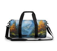 Montagne e alberi in autunno borsa da palestra da viaggio per donne uomini borsone cilindrico borsa da allenamento sportiva con tracolla