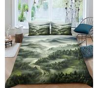 Montagne fumose Microfibra Copripiumino Lenzuola Letto Motivo Per Bambini Adulto Set Biancheria,Matrimoniale Con 3 Pezzi Paesaggio naturale Copripiumino,Anti-acaro Facile Da Curare re(220x240cm)