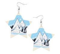 Montagne innevate Stampe Orecchini in pelle a forma di stella Accessori leggeri ed eleganti per feste, balli e vita quotidiana.