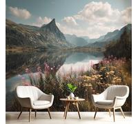Montagne Laghi Carta Da Parati Colori Misti Foto Murale Carta Da Parati Fotografia Naturalistica Del Paesaggio Murale 300×210Cm Murale Per Camera Letto Sala Resistente Facile Da Pulire