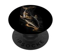 Montagne Natura Pittura Foresta Gialla E Balena Su Nero PopSockets PopGrip Adesivo