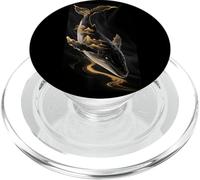 Montagne Natura Pittura Foresta Gialla E Balena Su Nero PopSockets PopGrip per MagSafe