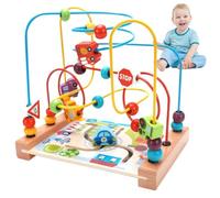 Montagne russe per bambini Labirinto di perline educativo a 3 binari con perline per veicoli Montagne russe facili da spingere per promuovere il pensiero logico e la capacità di risoluzione dei probl