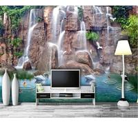 Montagne Stereoscopiche Cascate Laghi Fiumi Cigni 3D Carta Da Parati Facile Installare Mobili Sfondi Ufficio Divano Camera Letto Sfondo Decorazione Murale-350cm×256cm