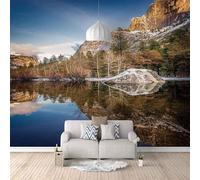 Montagne Stereoscopiche Laghi Riflessi Boschi 3D Carta Da Parati Facile Installare Mobili Sfondi Ufficio Divano Camera Letto Sfondo Decorazione Murale-250cm×170cm