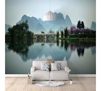 Montagne Stereoscopiche Ponti Boschi Laghi 3D Carta Da Parati Facile Installare Mobili Sfondi Ufficio Divano Camera Letto Sfondo Decorazione Murale-200cm×140cm