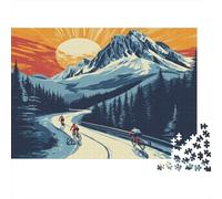 Montagne, strade tortuose e ripide Ciclisti Puzzle Sostenibili Con Motivi Per Adulti Da Gioco in Legno Di Alta Qualità 70x50cm/1000pcs